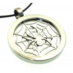 Stainless Steel Cobweb and Spider Pendant